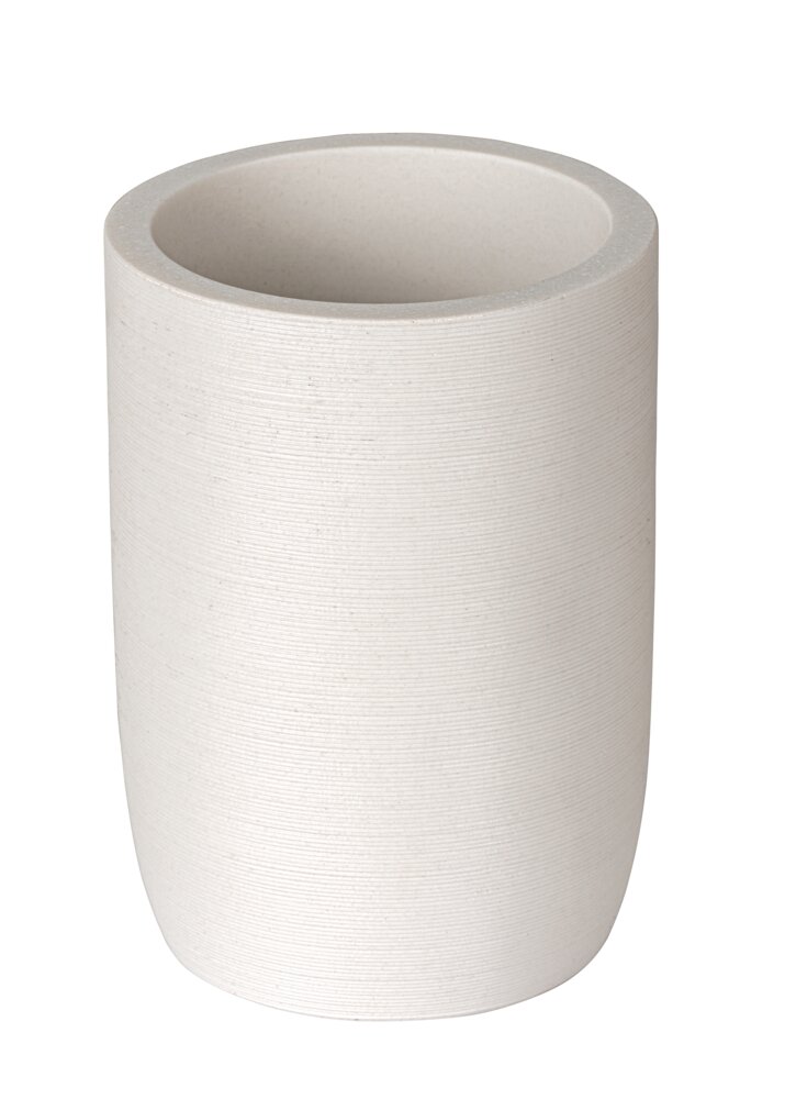 Zahnputzbecher Mod. Altavalle, weiß, Polyresin, Ø 8 cm, H 10,5 cm  rutschfeste Unterseite für Stabilität