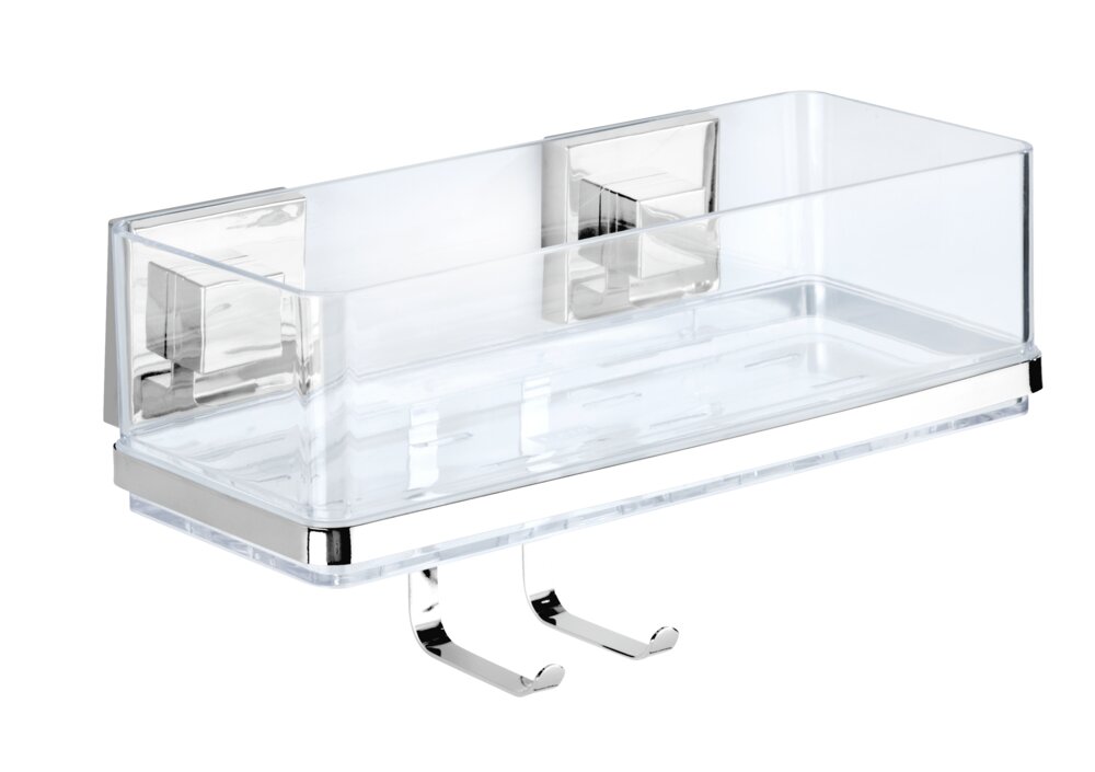 Vacuum-Loc® Edelstahl Wandablage mit Haken Mod. Quadro  Befestigen ohne bohren