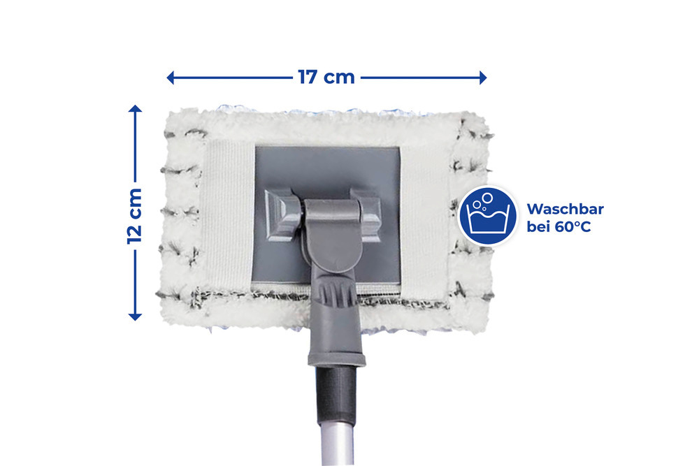 Teleskop Bad- und Fliesenwischer Profi, inkl. 2 Bezüge  reinigt Bad und Fliesen ohne Einsatz von Chemie