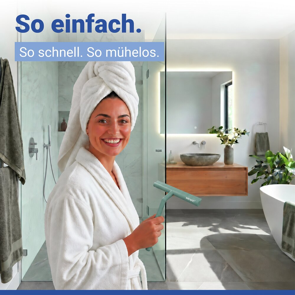 Duschabzieher Mod. Mola Türkis  aus Edelstahl, ummantelt mit Silikon