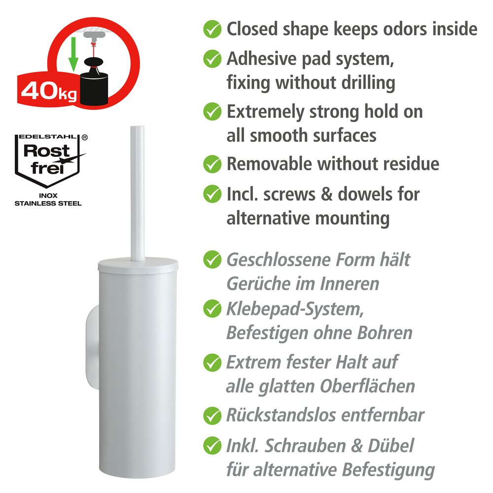 Turbo-Loc® WC-Garnitur Mod. Orea White matt  aus rostfreiem Edelstahl