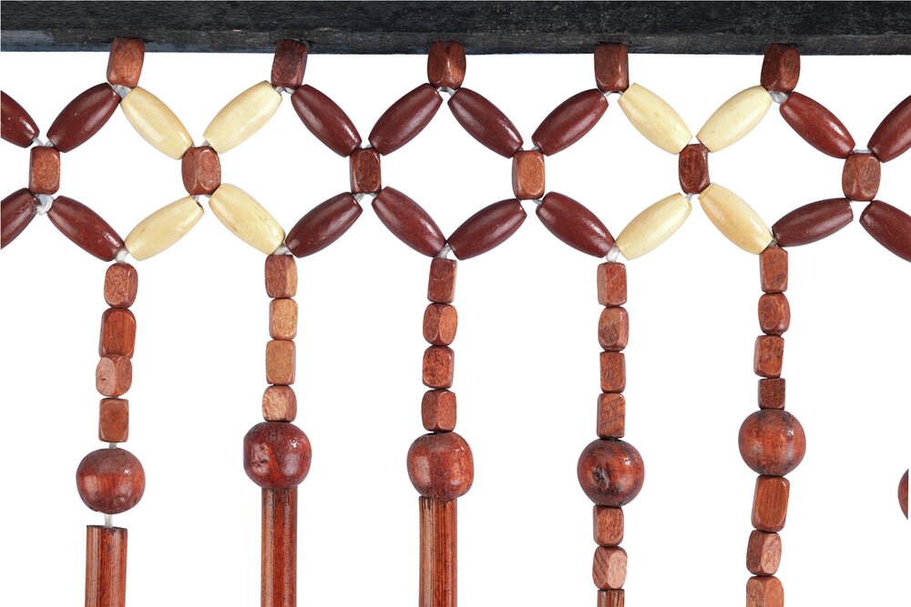 Rideau bambou 90x200 cm, multicolore, perles bois, pliable, artisanal  protection insectes et regards indiscrets