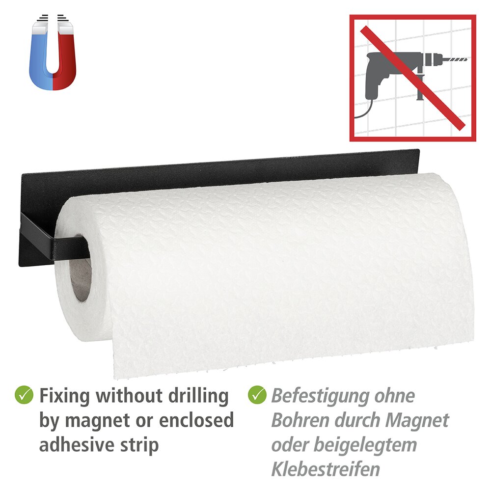 Magnetischer Küchenrollenhalter Mod. Ima Schwarz  magnetisch, für gängige Küchenrollen