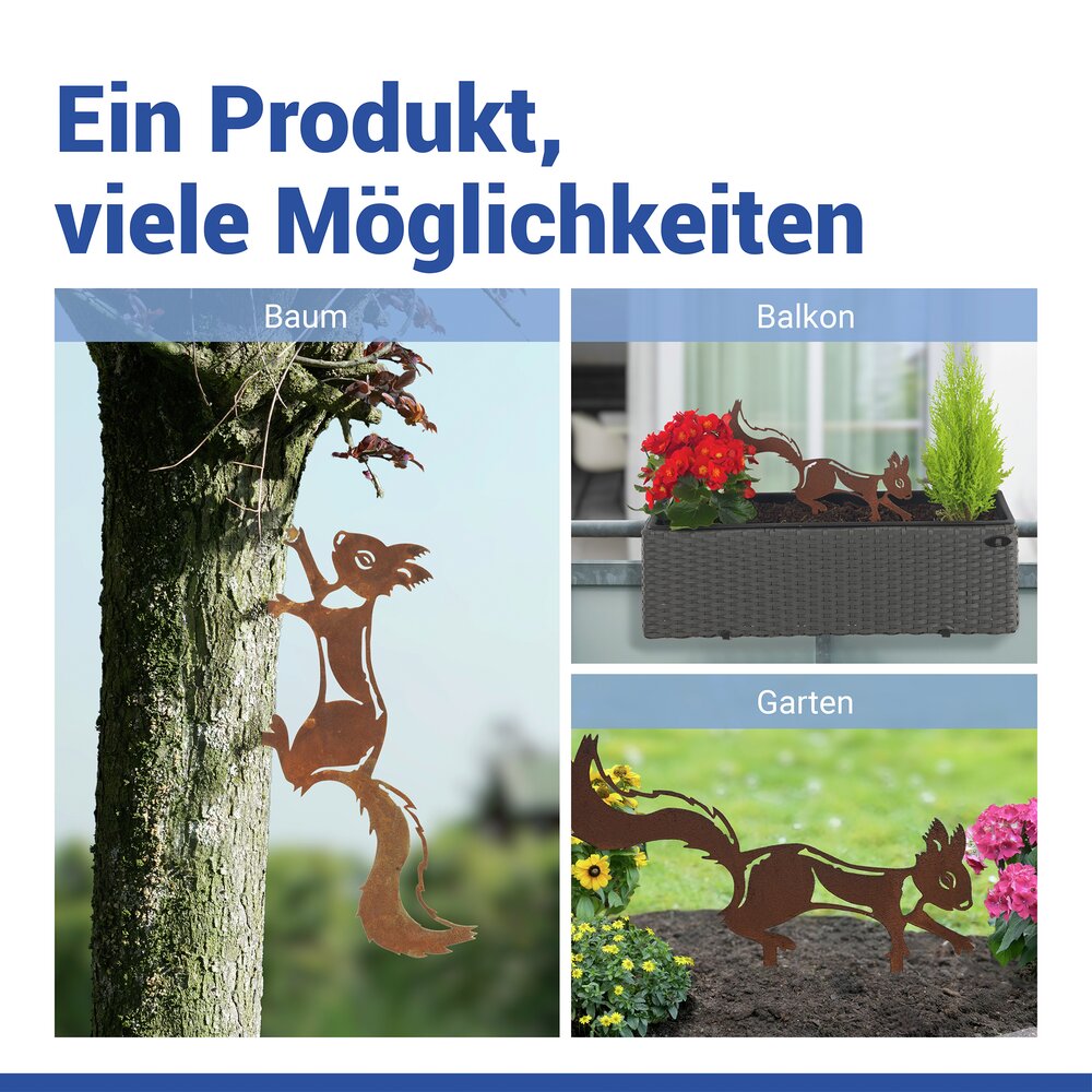 Gartenstecker Eichhörnchen, 2er Set  wetterbeständig, mit Edelrost-Effekt