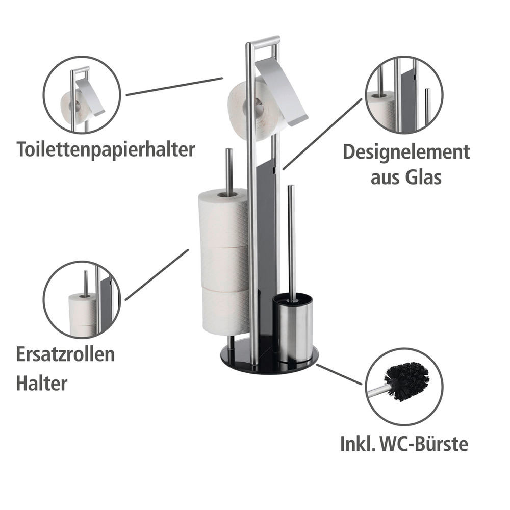 WC-Garnitur Mod. Ravina Edelstahl matt - mit Toilettenbürste  