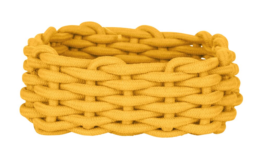 Corbeille de salle de bain Melara M, jaune moutarde  en Cotton Rope