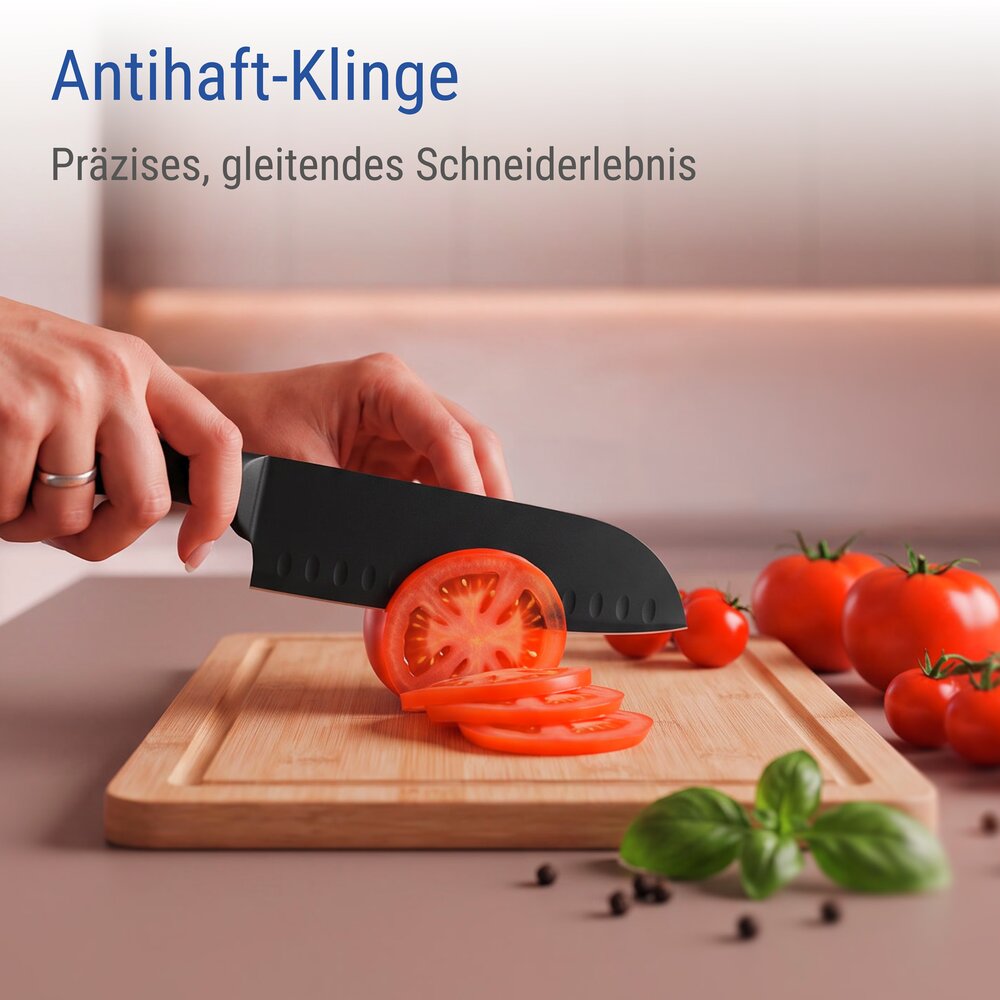 Couteau Santoku Mod. Ace, noir  couteaux de cuisine en acier inoxydable