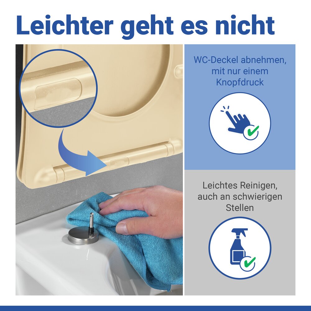 WC Sitz Mod. Galati Beige matt  Toilettendeckel in D-Form mit Absenkautomatik