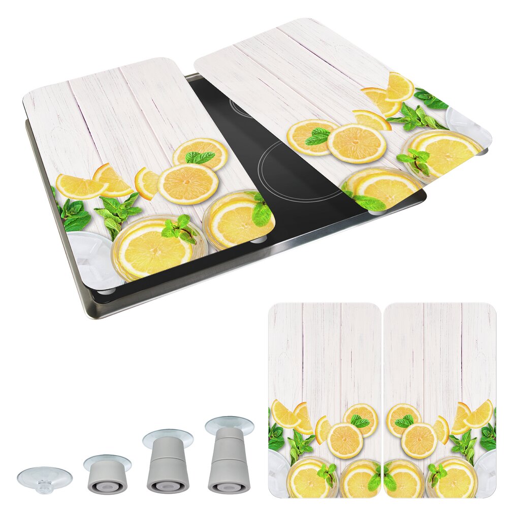 Protège-plaque universel Citrons  set de 2, pour tous les types de cuisinières
