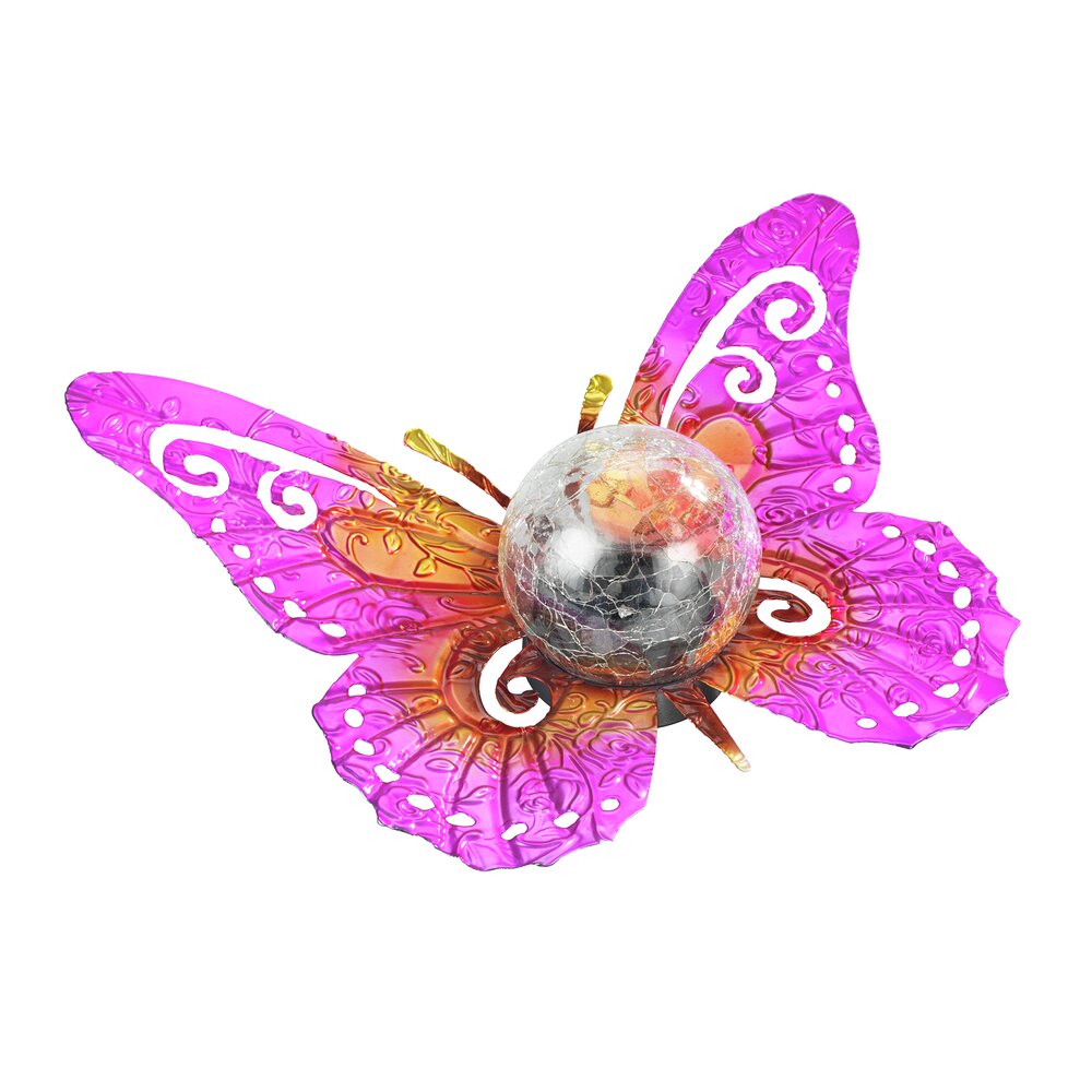 LED Solarlampe Schmetterling, Pink/Gold dekorative Gartenbeleuchtung