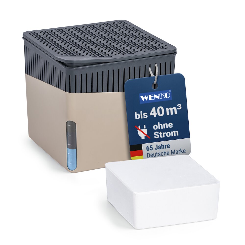 Raumentfeuchter Mod. Cube Beige 500 g  beugt Schimmel und Gerüchen vor
