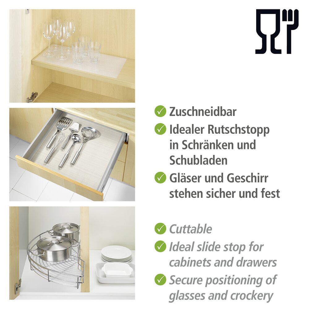 Anti-Rutsch-Matte 3er, transparent, EVA Kunststoff, 150x50 cm  zuschneidbar, geräuschdämpfend, temperaturbeständig