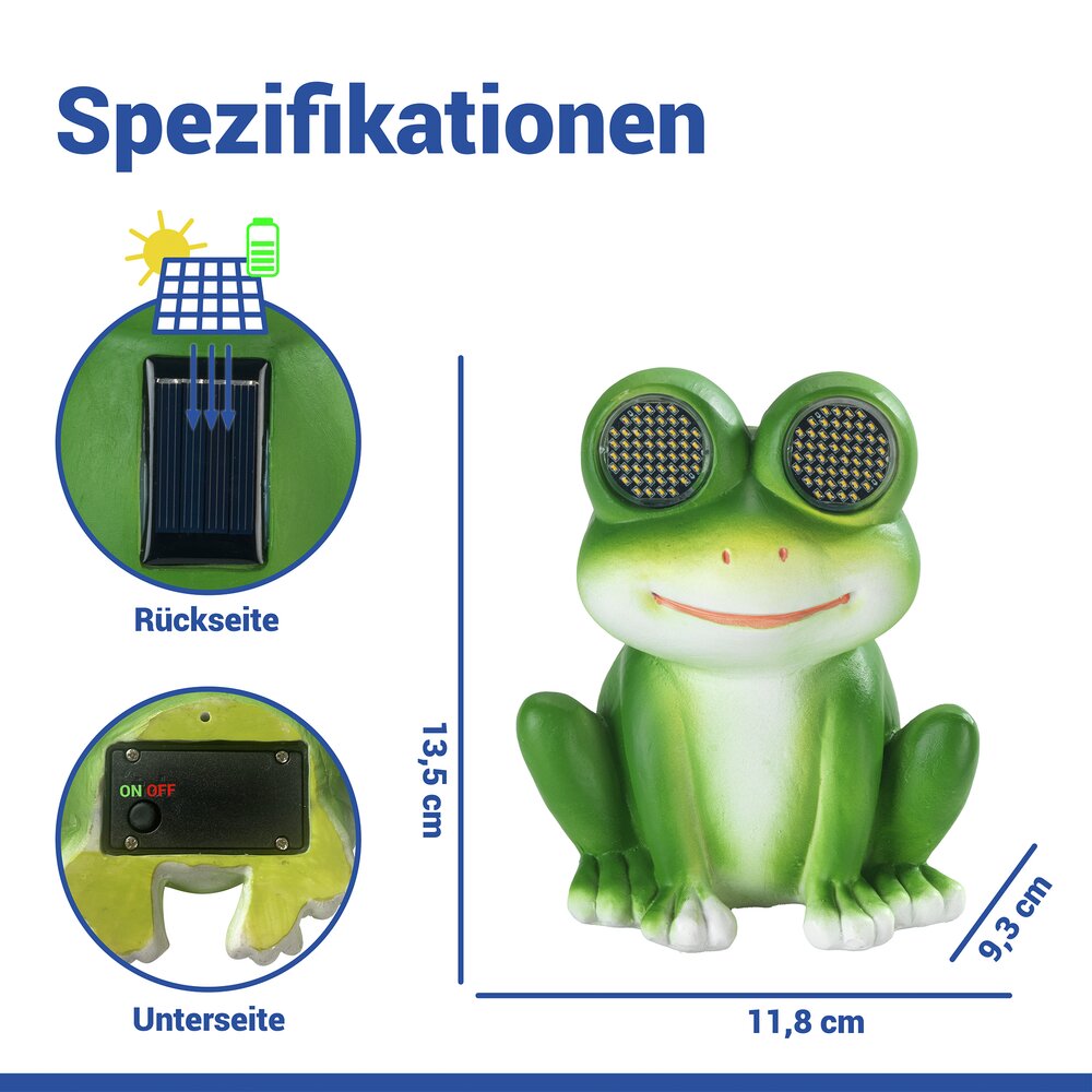 LED Gartenfigur Frosch Mod. Blinky Eyes  solarbetriebene Gartendekoration mit leuchtenden Augen