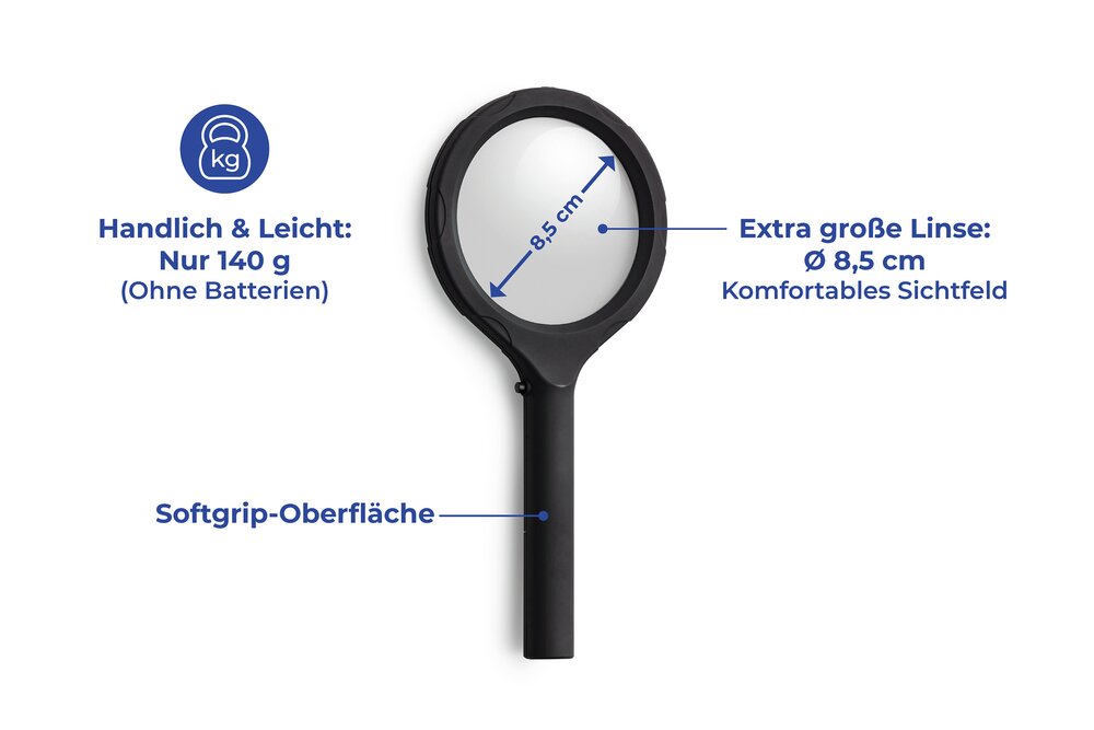 Lupe mit LED Beleuchtung 1er  mit 6 superhellen LEDs