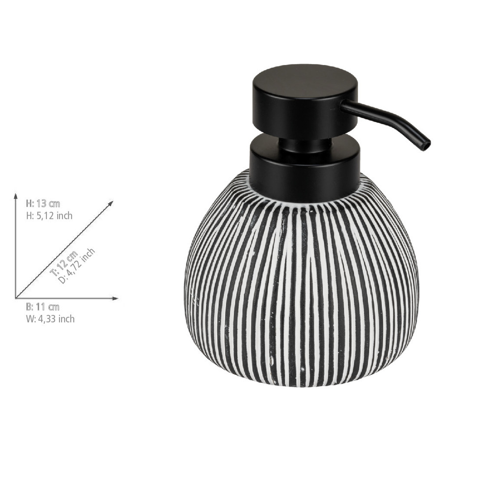 Seifenspender Set Mod. Pascoli, schwarz/weiß, Keramik, 2-tlg, 0.5L  streifenmuster, modernes design