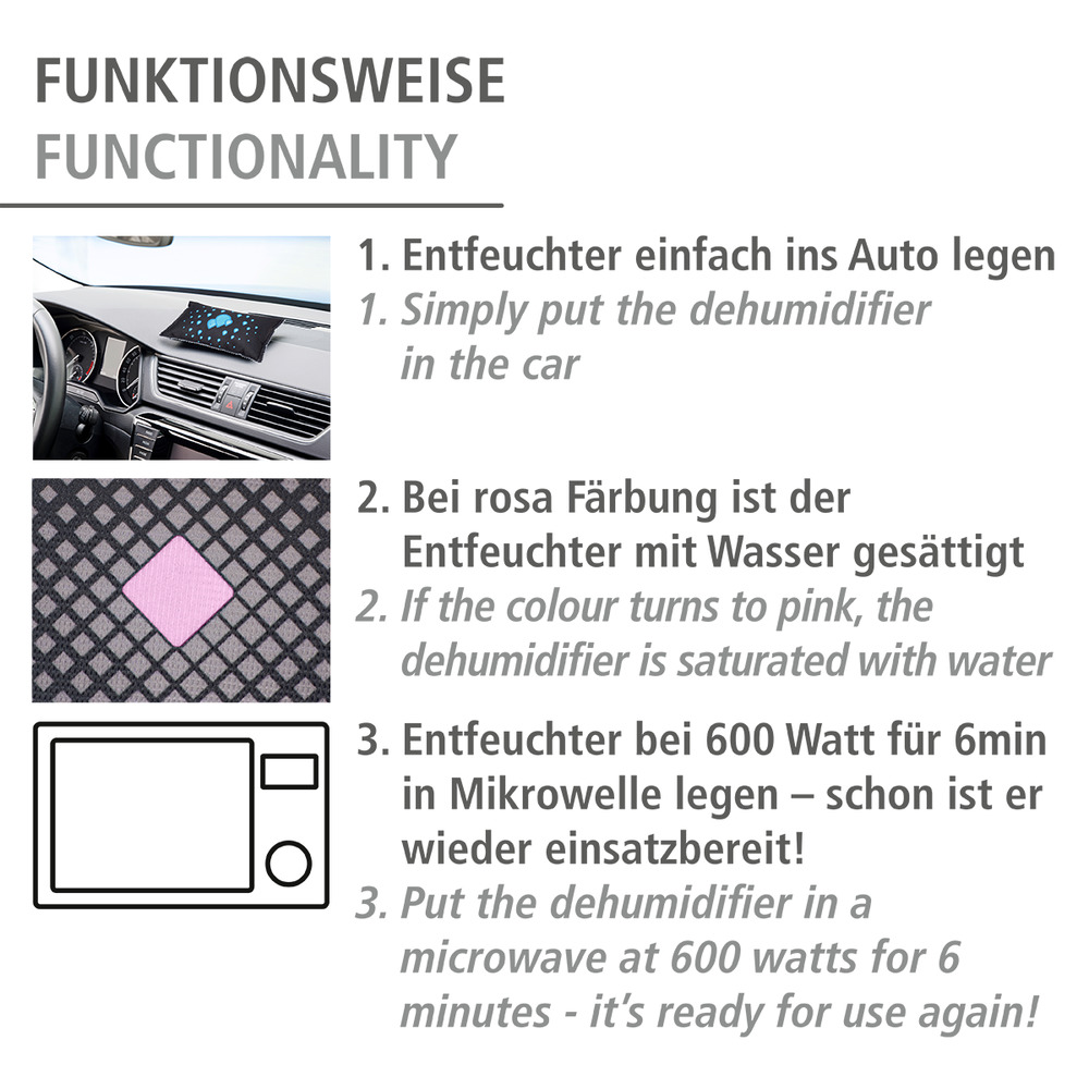 Auto-Entfeuchter mit Indikator, 400g, 4er Set  Auto Entfeuchterkissen, 400g