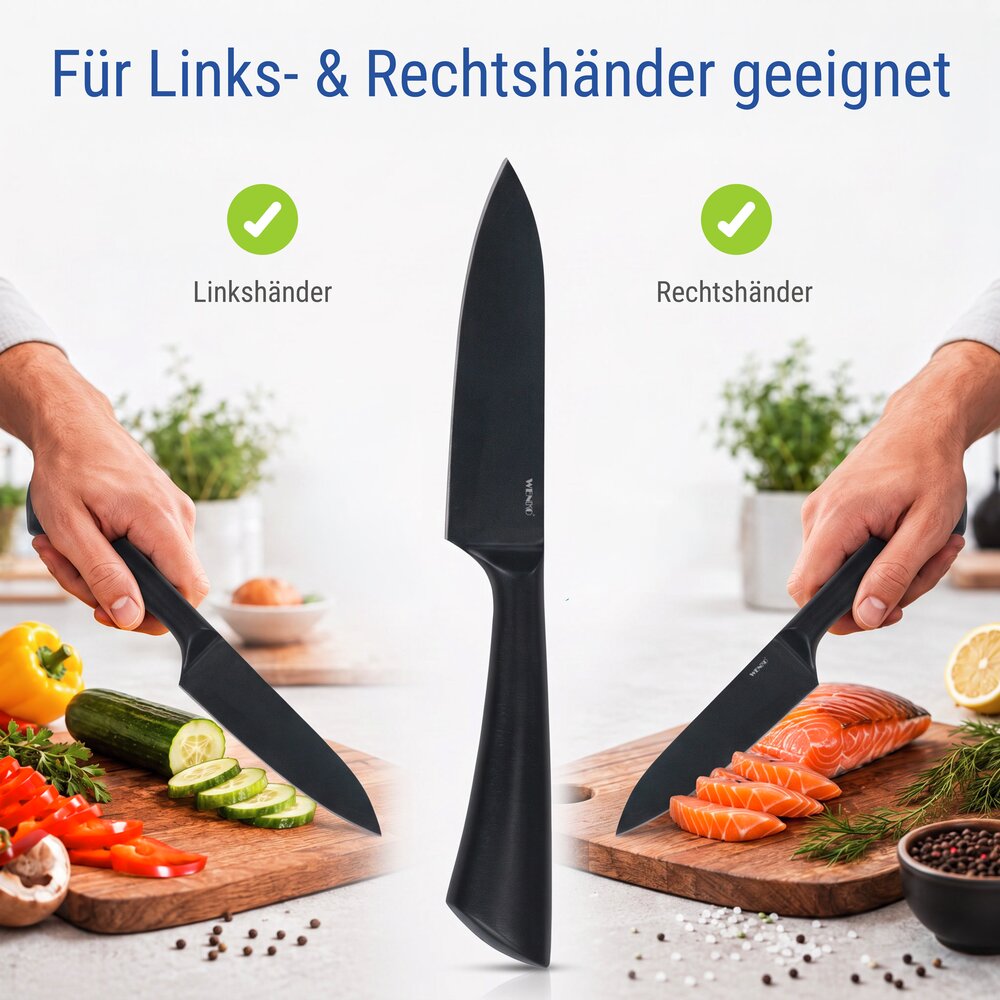 Gemüsemesser Mod. Ace, Schwarz  Küchenmesser aus rostfreiem Edelstahl