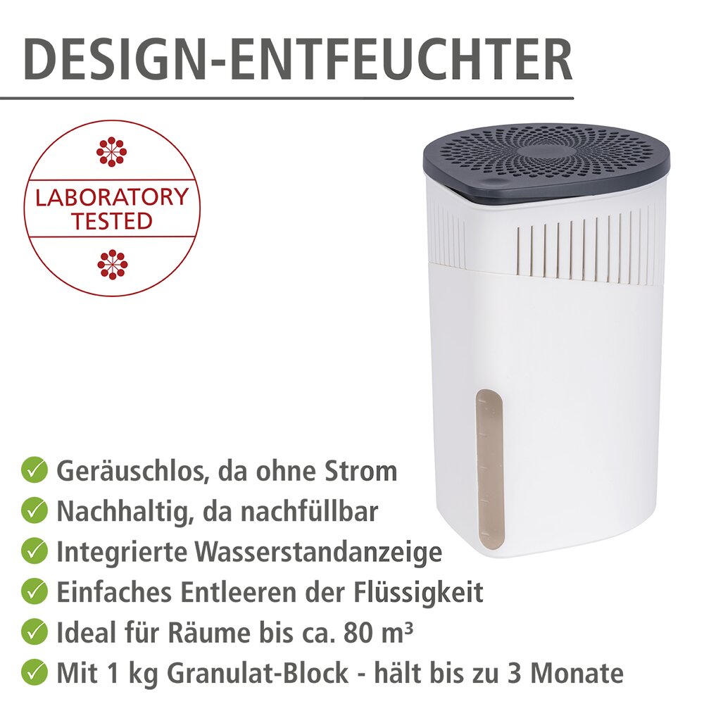 Déshumidificateur d'intérieur Drop 1000 g blanc  diminue l'humidité de l'air
