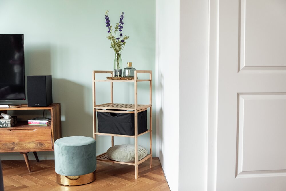 Étagère à 3 niveaux Mod. Ecori  bambou certifié FSC®, polyester
