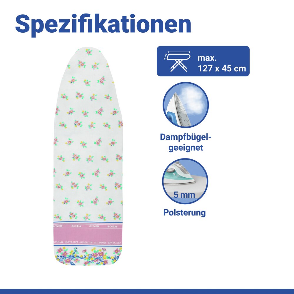Bügelbrettbezug Mod. Blitzbügler M  passend bis 127 x 45 cm, bis zu 60 % Zeitersparnis