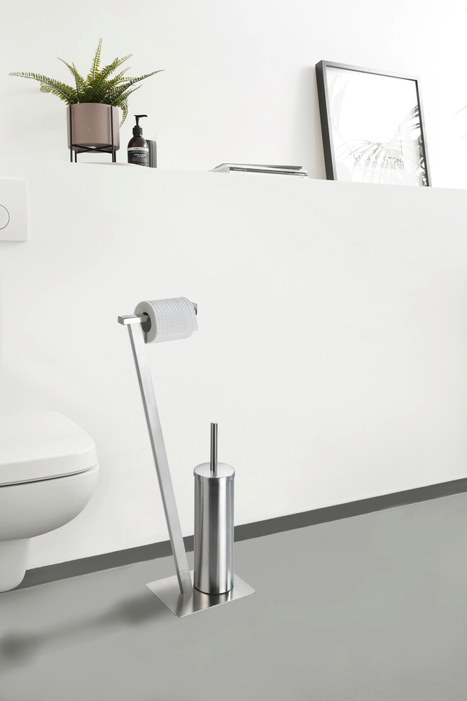 Stand WC-Garnitur Mod. Lirio Edelstahl matt  WC-Bürstenhalter mit Rollenhalter