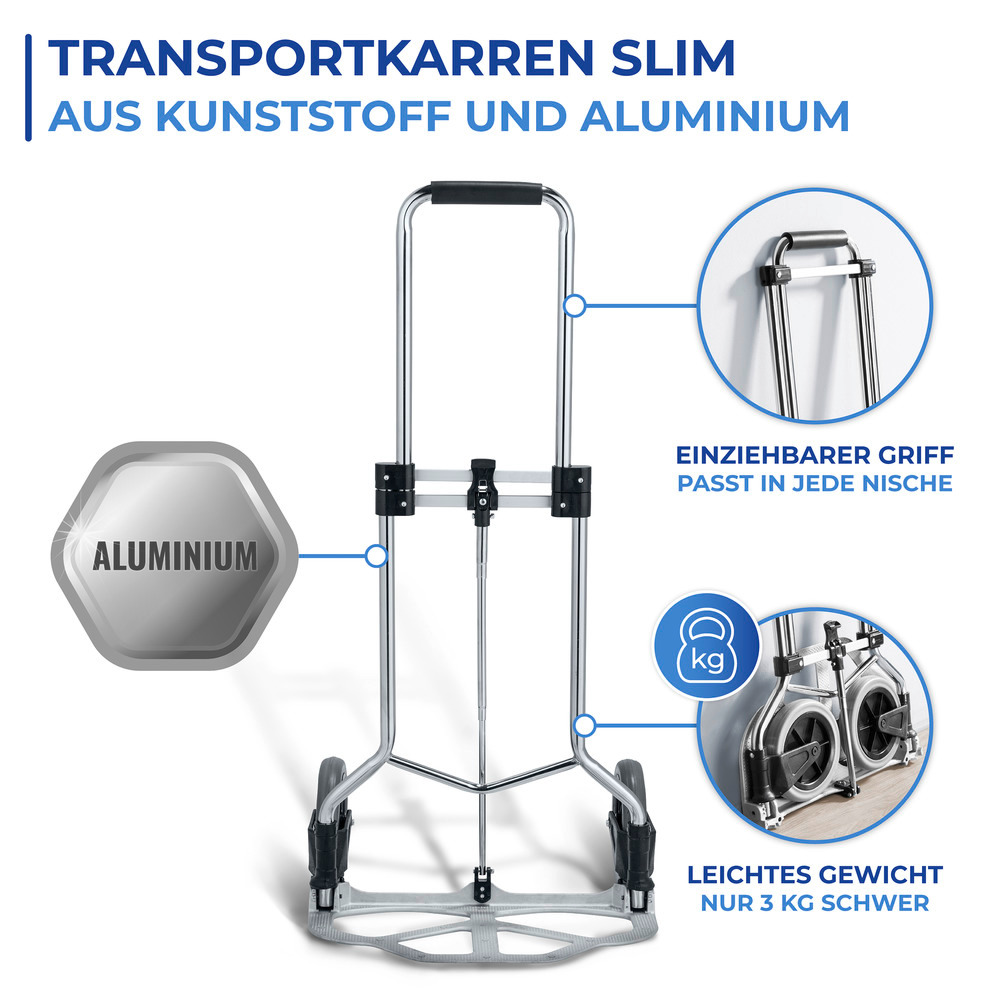 Transportkarren Slim Chrom  zusammenklappbar