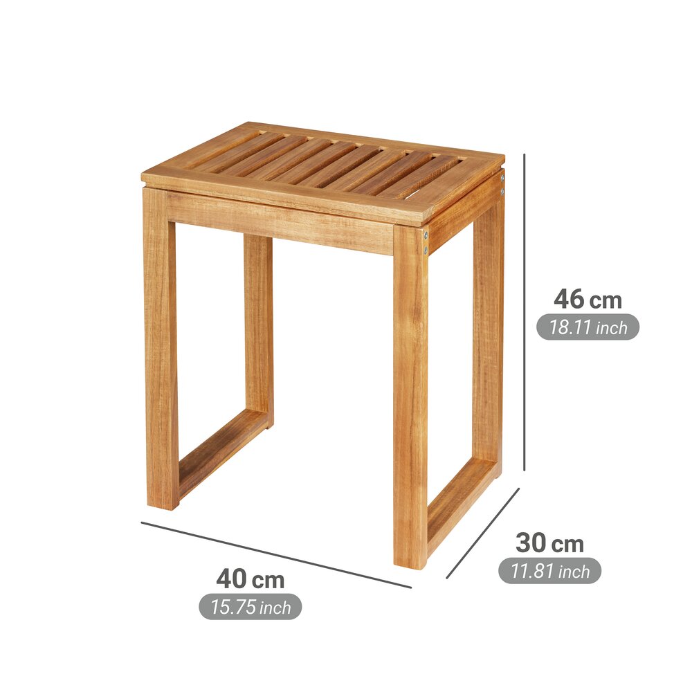 Badhocker Mod. Fondi  aus massivem Akazienholz