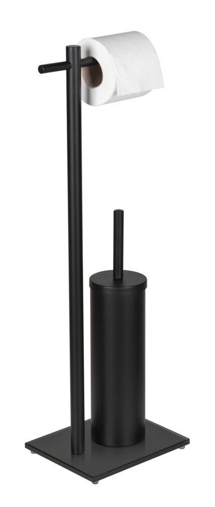 WC-Garnitur Mod. Resera, schwarz, Stahl, Glas, 24x67,5x17 cm  mit schwerer Bodenplatte