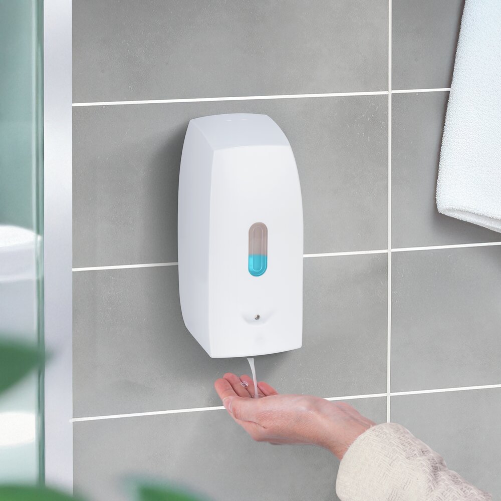 Seifenspender Mod. Tirano, weiß, Kunststoff, 0.5L, 10x20.5x9.5 cm  mit Infrarot-Sensor, tropffrei