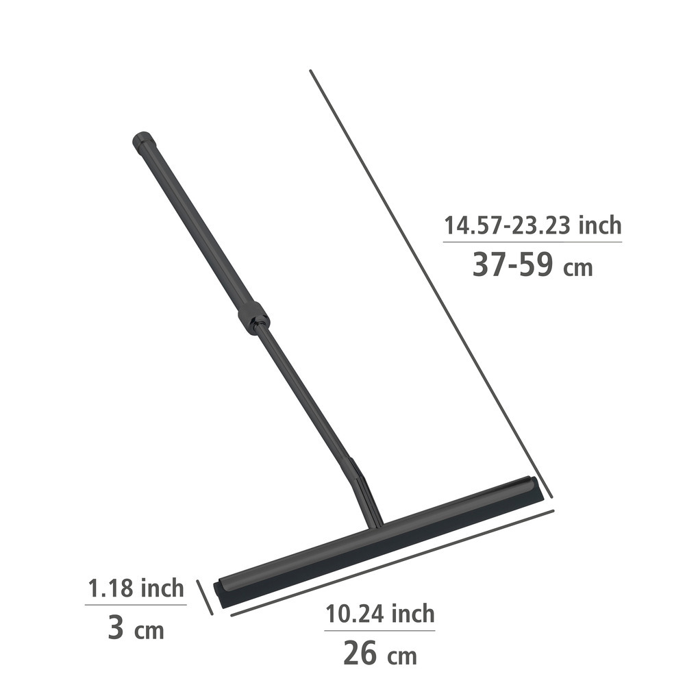 Teleskop Badezimmerwischer Schwarz  mit Doppel-Gummilippe