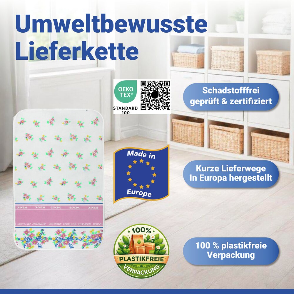 Bügeldecke Mod. Blitzbügler, 100 x 65 cm  mit Hitzereflexion, bis zu 60 % Zeitersparnis