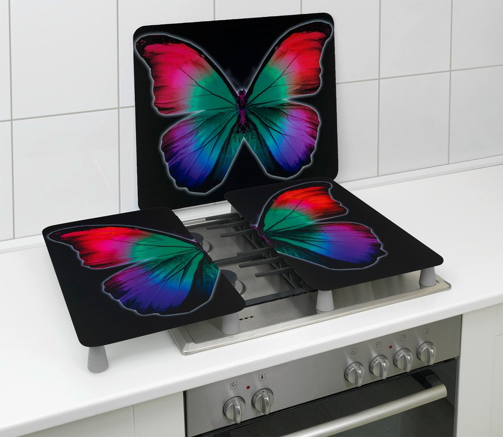 Glasabdeckplatte Universal Mod. Butterfly by Night 2er Set  , für alle Herdarten