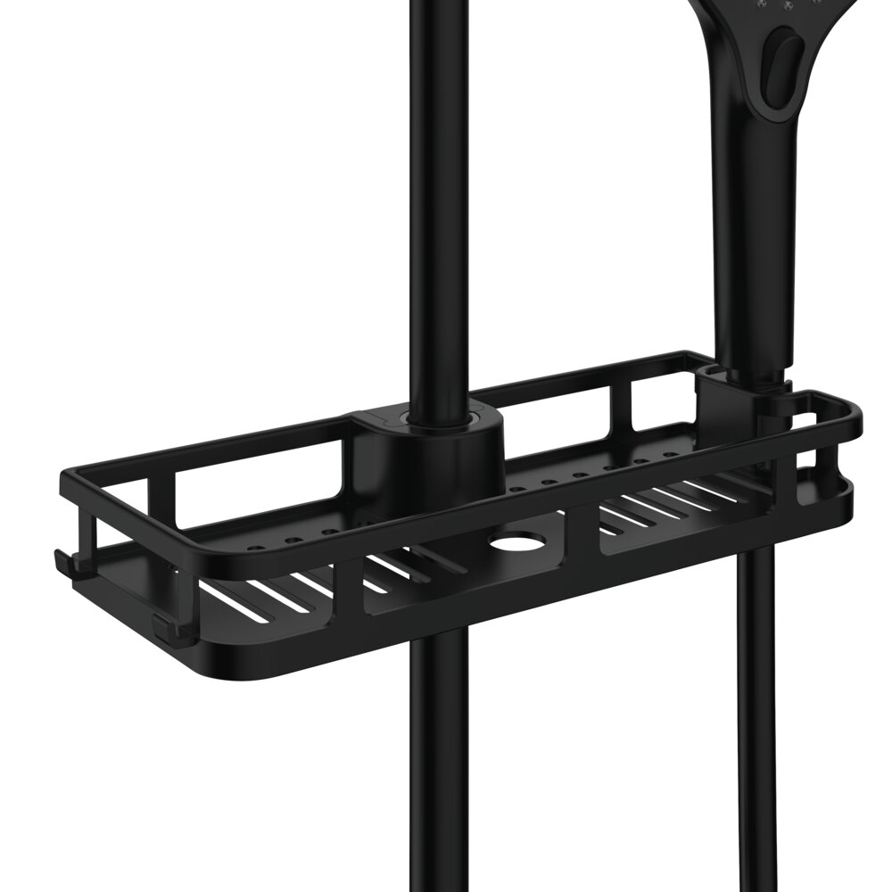 Duschablage Mod. Libertà Schwarz matt  mit Haken und Duschkopfhalter