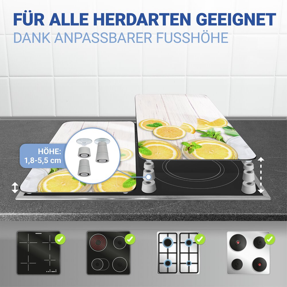 Protège-plaque universel Citrons  set de 2, pour tous les types de cuisinières