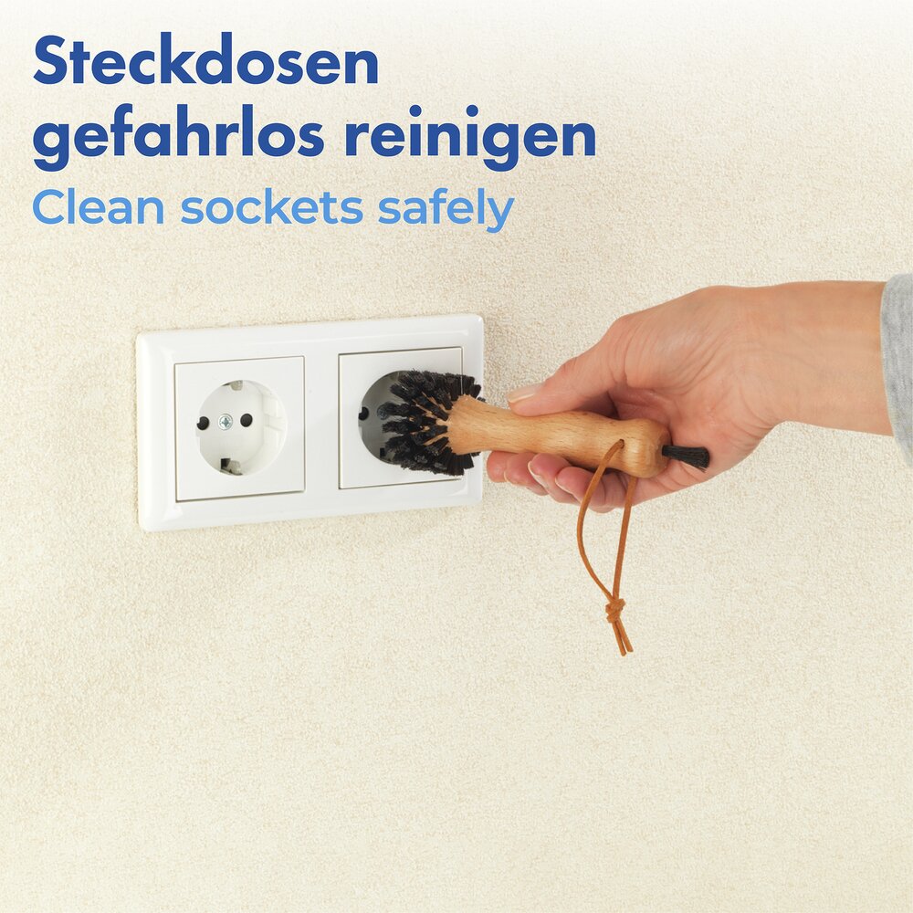 Steckdosenbürste Rosshaar  gefahrenlos Steckdosen reinigen