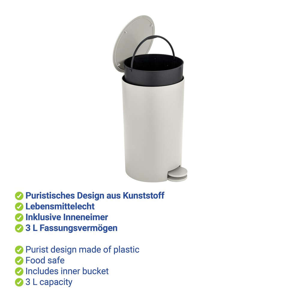 Kosmetikeimer Mod. Vara 3 l, Ecru  Tretmülleimer mit Inneneimer