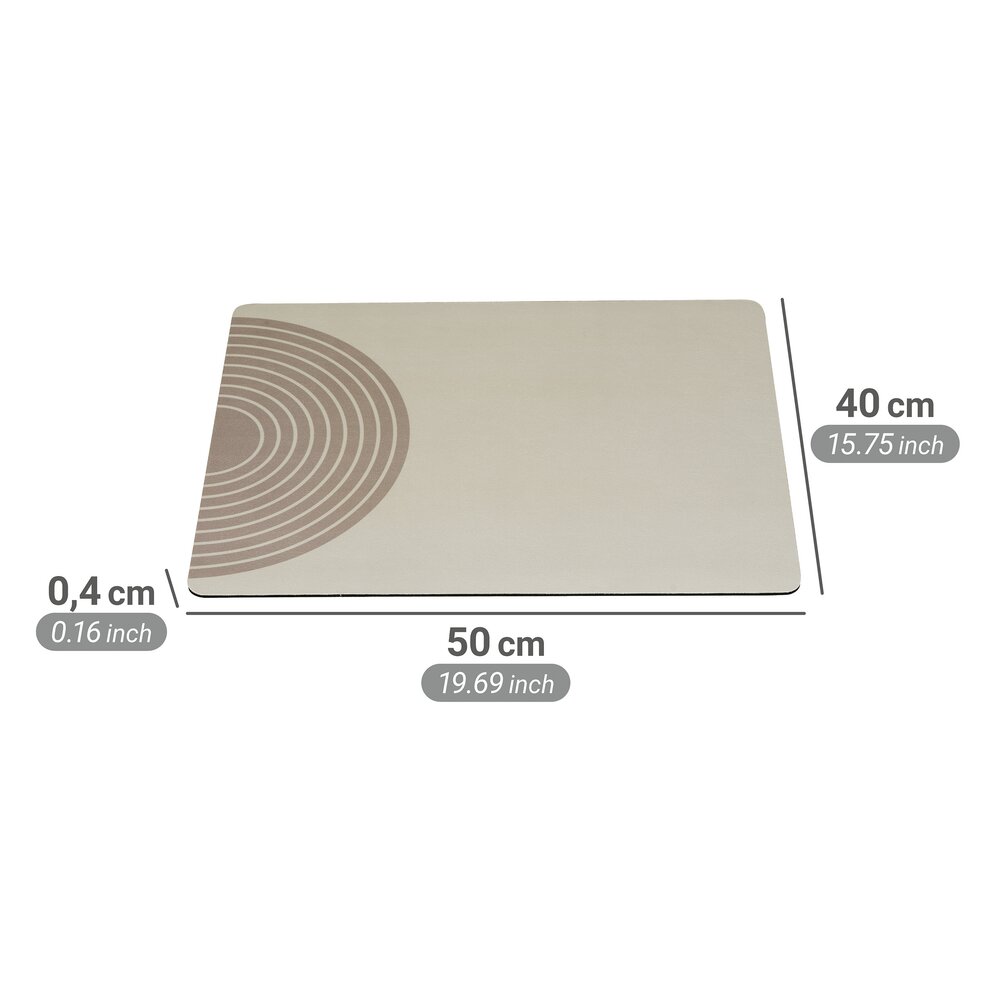 Tapis d'égouttage Mod. Dima, beige, 50x40 cm, caoutchouc, polyester  séchage rapide, absorbe l'eau
