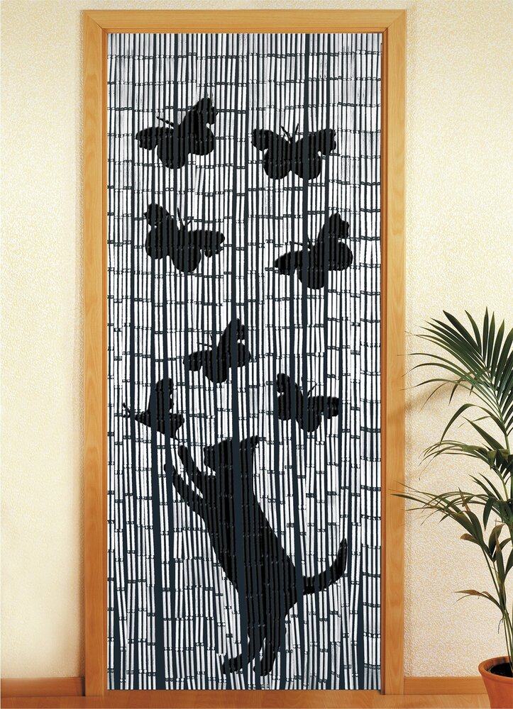 Rideau de bambou Chat et Papillon  90 x 200 cm