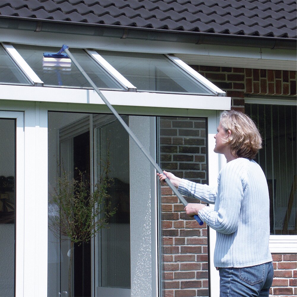 Raamwisser, blauw/grijs, metaal, telescoopsteel 25x83-332 cm, reikwijdte 5,3 m