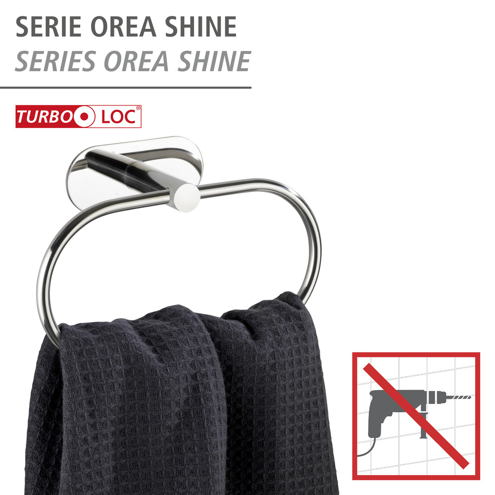 Turbo-Loc® Edelstahl Handtuchring Mod. Orea Shine  Handtuchhalter, Befestigen ohne bohren