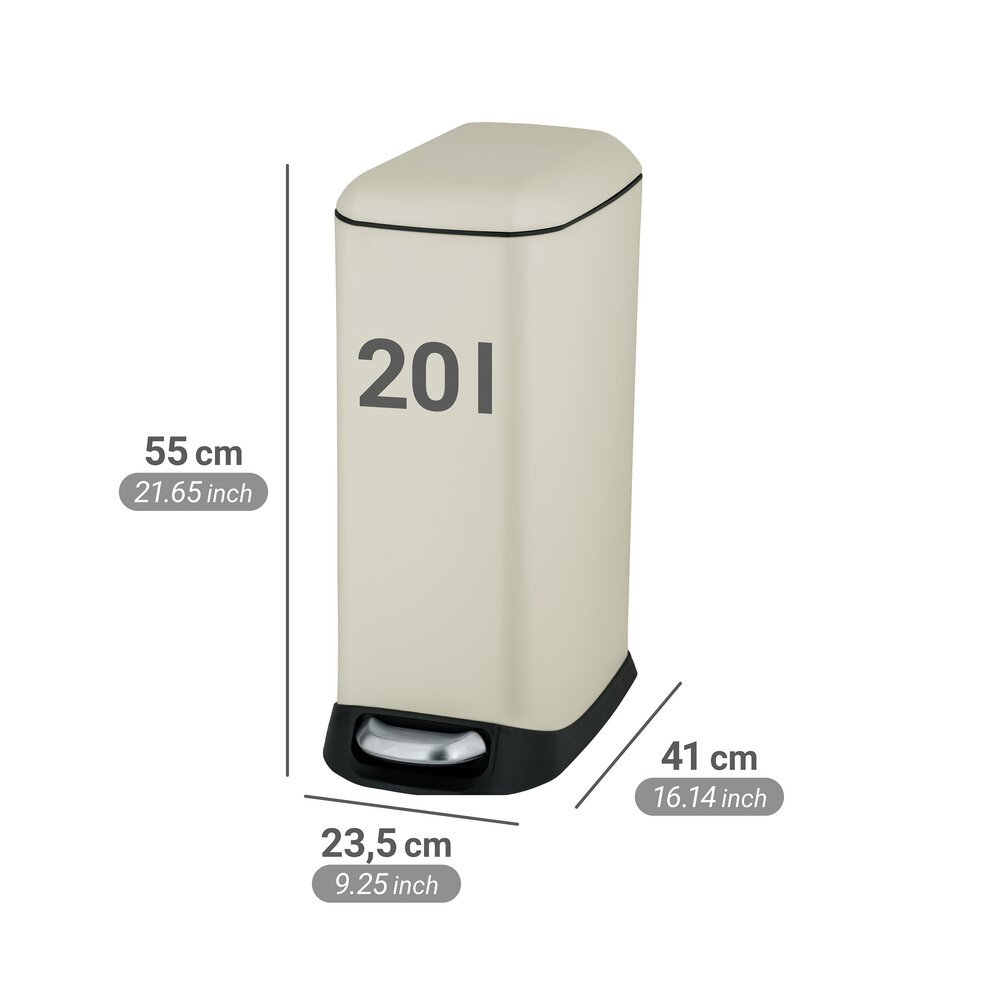 Treteimer Mod. Design 20 L, Easy-Close, Creme  mit herausnehmbarem Einsatz