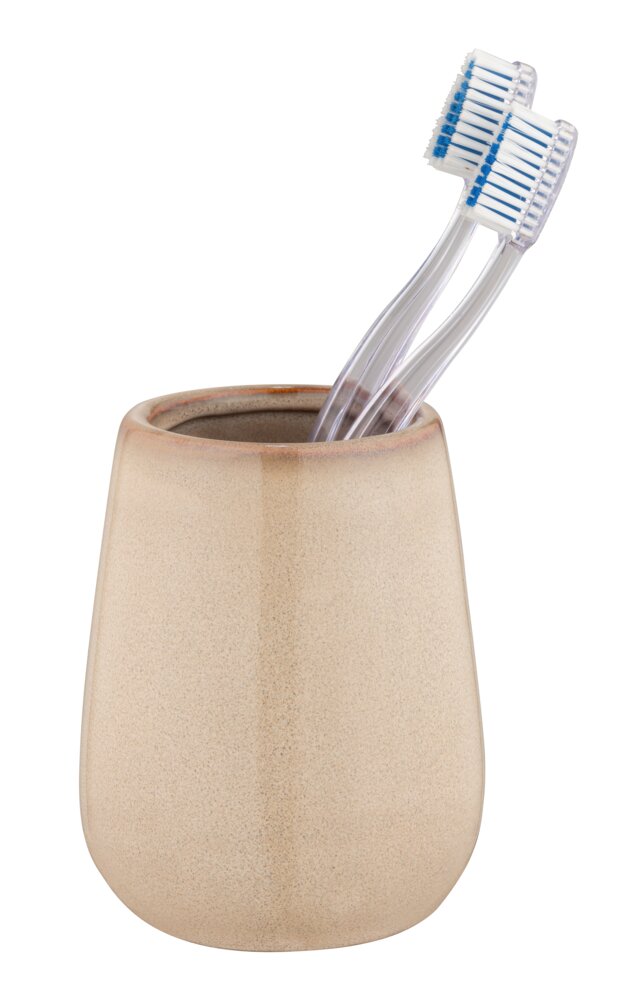 Bad-Accessoire Set Mod. Sirmione, beige, Keramik, 2-teilig  freistehend, kupferfarbene Details