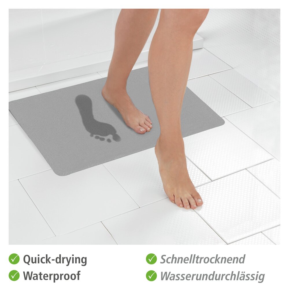 Tapis de bain à séchage rapide Gris  en 100 % polyester