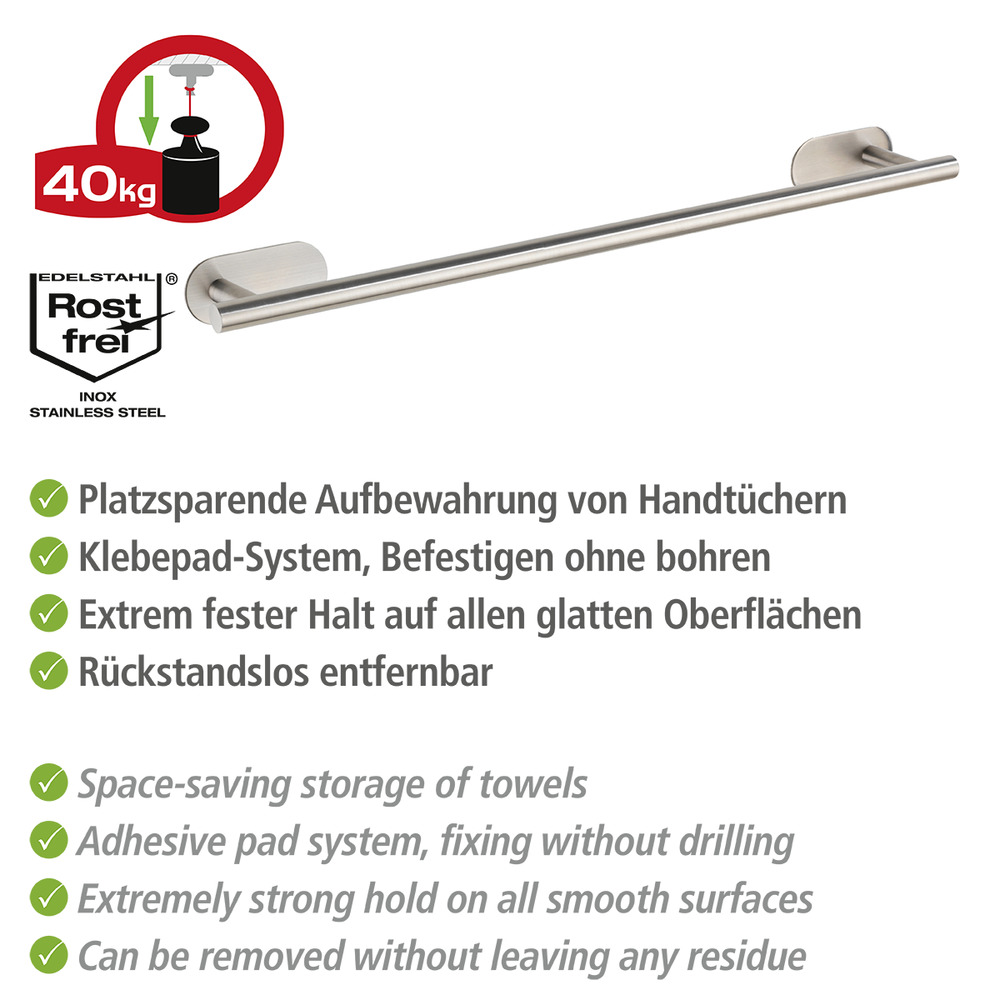 Turbo-Loc® Edelstahl Badetuchstange Mod. Orea Uno Matt  Befestigen ohne bohren