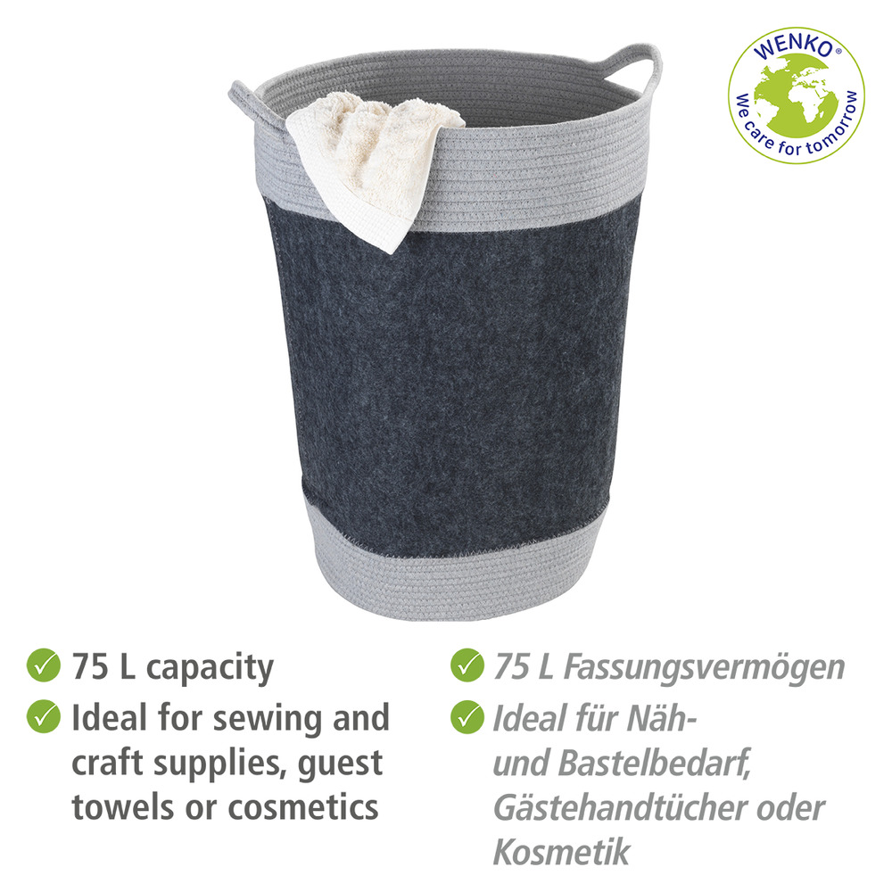 Filz Wäschesammler Mod. Bea Dunkelgrau  Korb aus recycletem Polyesterfilz