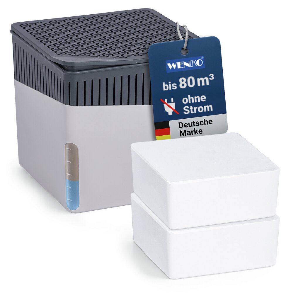 Luchtontvochtiger Mod. Cube Grijs 1000 g en navulling