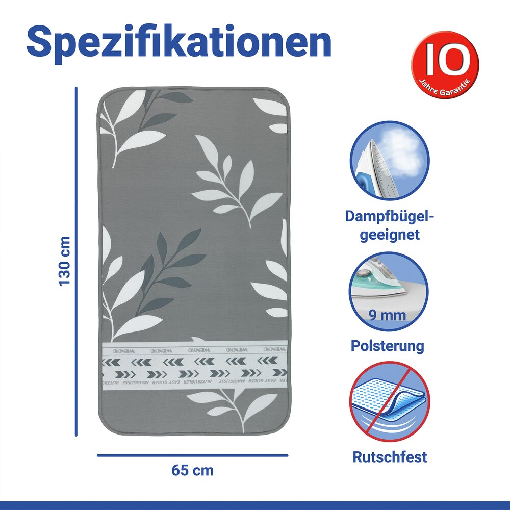 Bügeldecke Mod. Premium Blitzbügler, 130 x 65 cm  Hitzereflexion & Gleitzone, bis zu 75 % Zeitersparnis