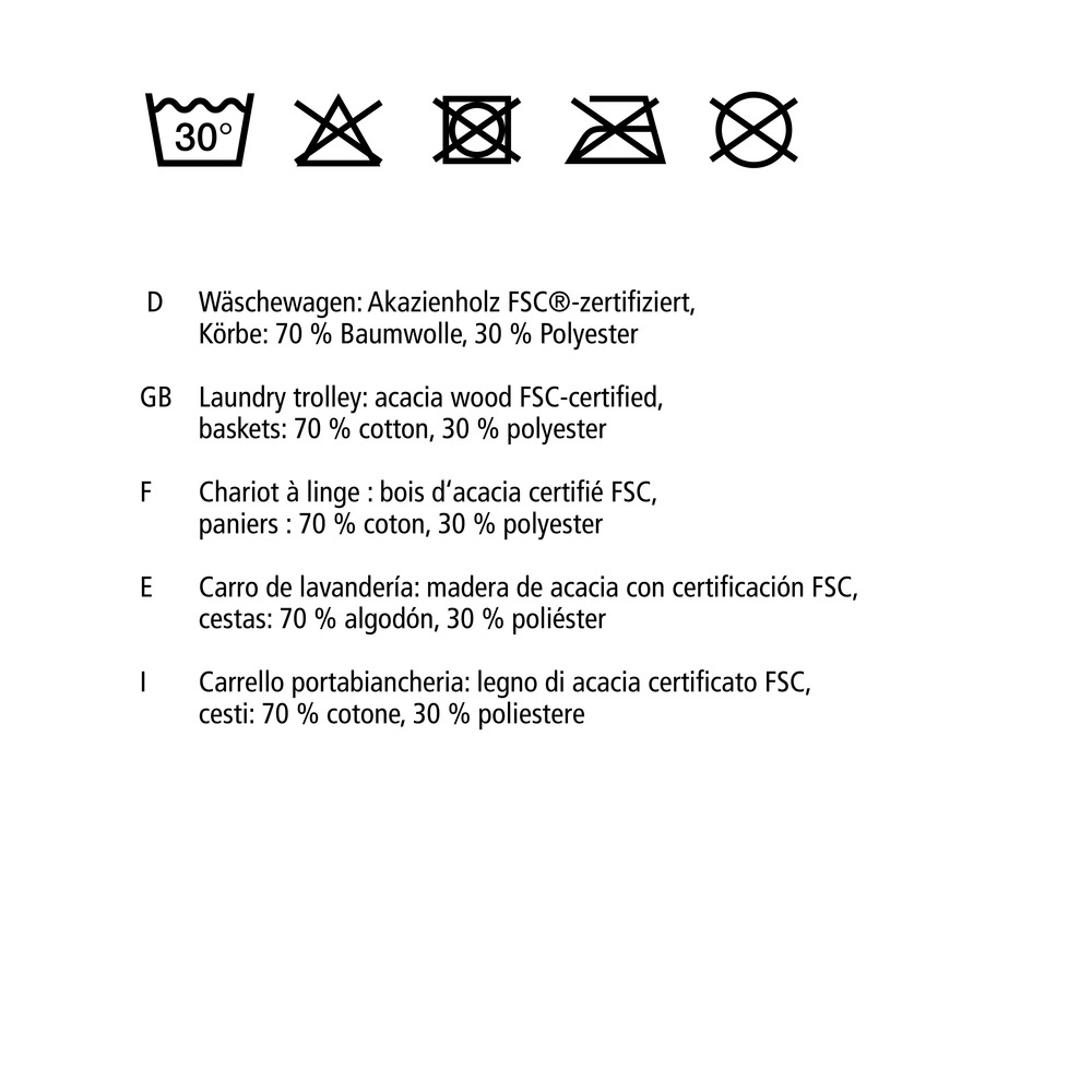 Wäschewagen Mod. Acina  3 Schubladen FSC® zertifiziert