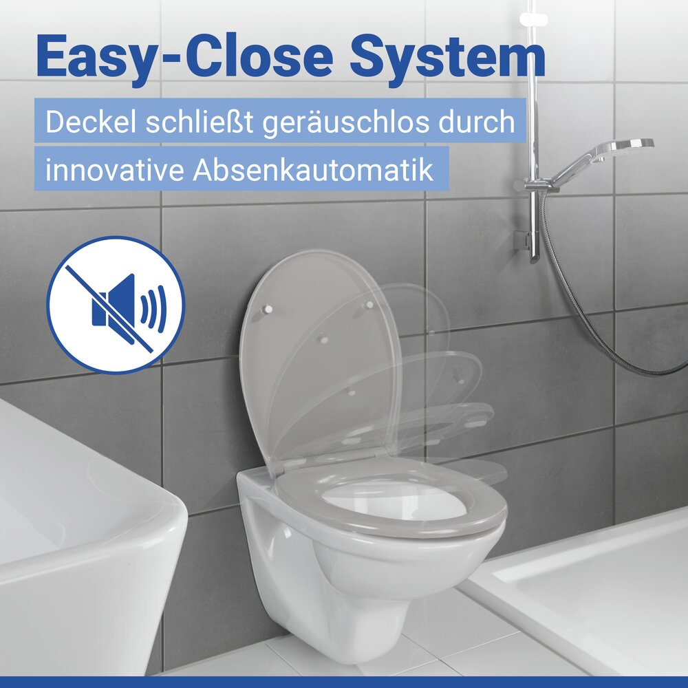 WC Sitz Mod. Samos Concrete Grey  Toilettendeckel mit Absenkautomatik