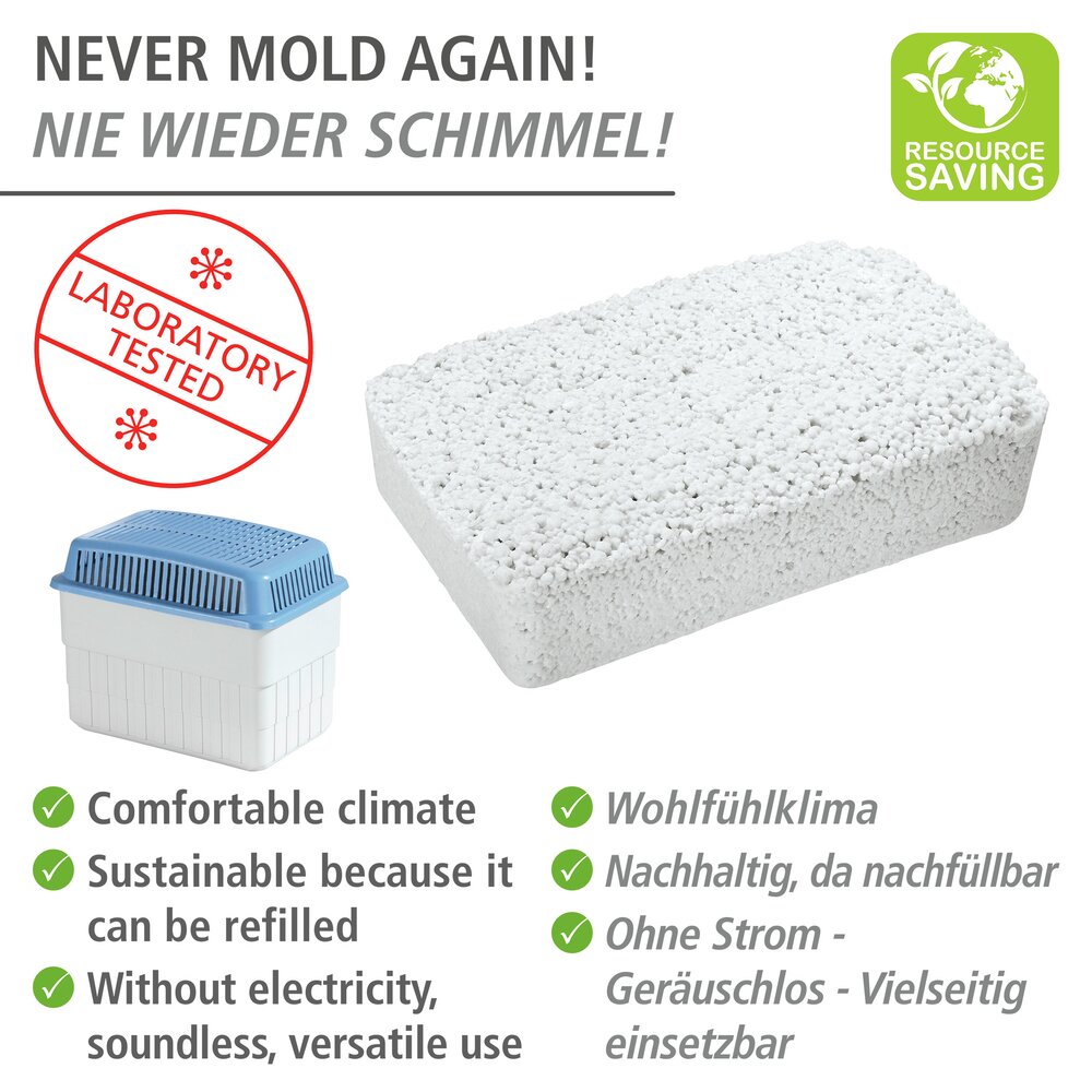 navulpak luchtontvochtiger, wit, 3 x 1 kg, lavendelgeur, 12x5x17 cm